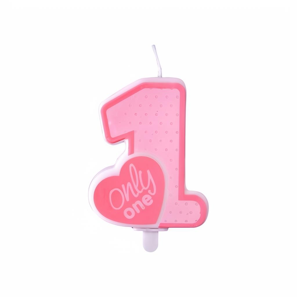 Geburtstagskerze Only One, hellrosa PartyDeco 1 fiestastore