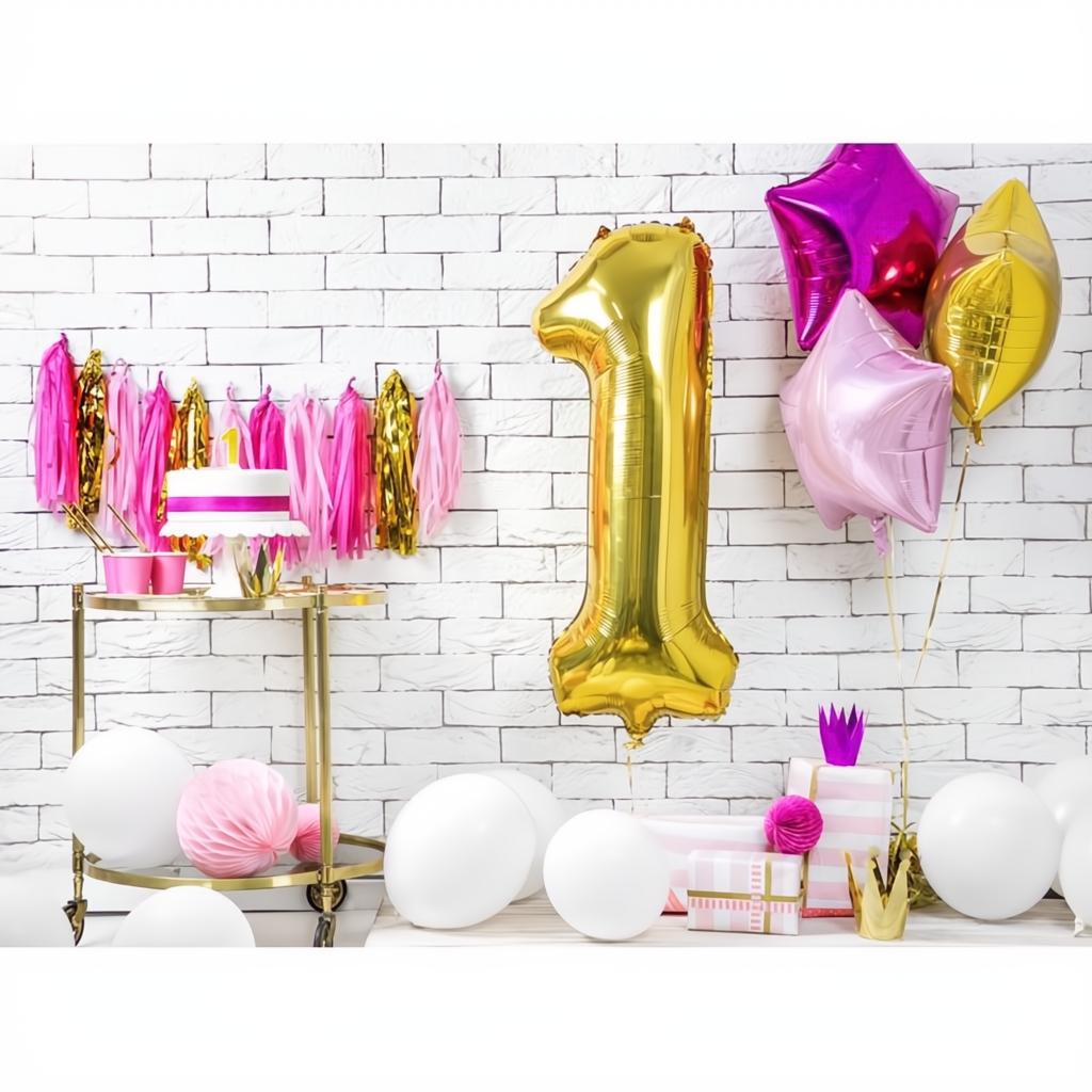 Geburtstagskerze Zahl 1, gold PartyDeco 2 fiestastore