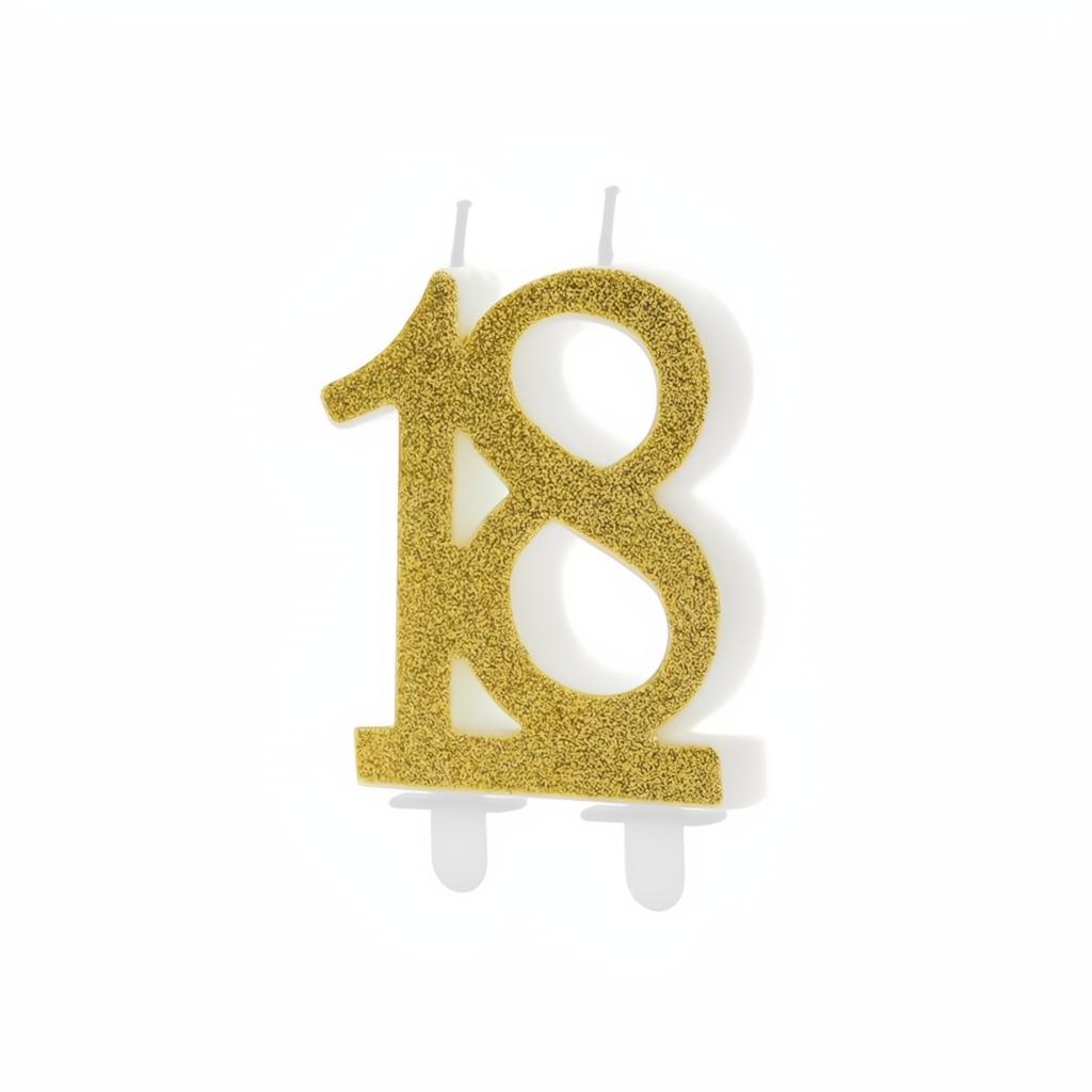 Geburtstagskerze Zahl 18, gold PartyDeco 1 fiestastore