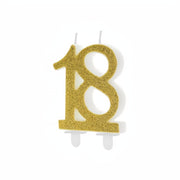 Geburtstagskerze Zahl 18, gold PartyDeco 1 fiestastore