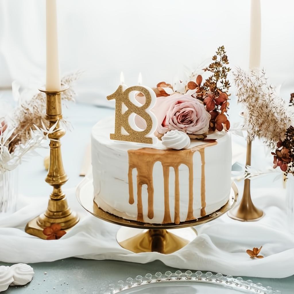 Geburtstagskerze Zahl 18, gold PartyDeco 2 fiestastore