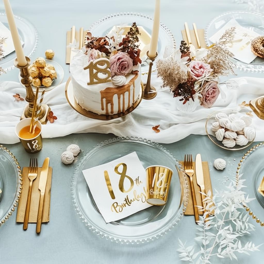 Geburtstagskerze Zahl 18, gold PartyDeco 3 fiestastore