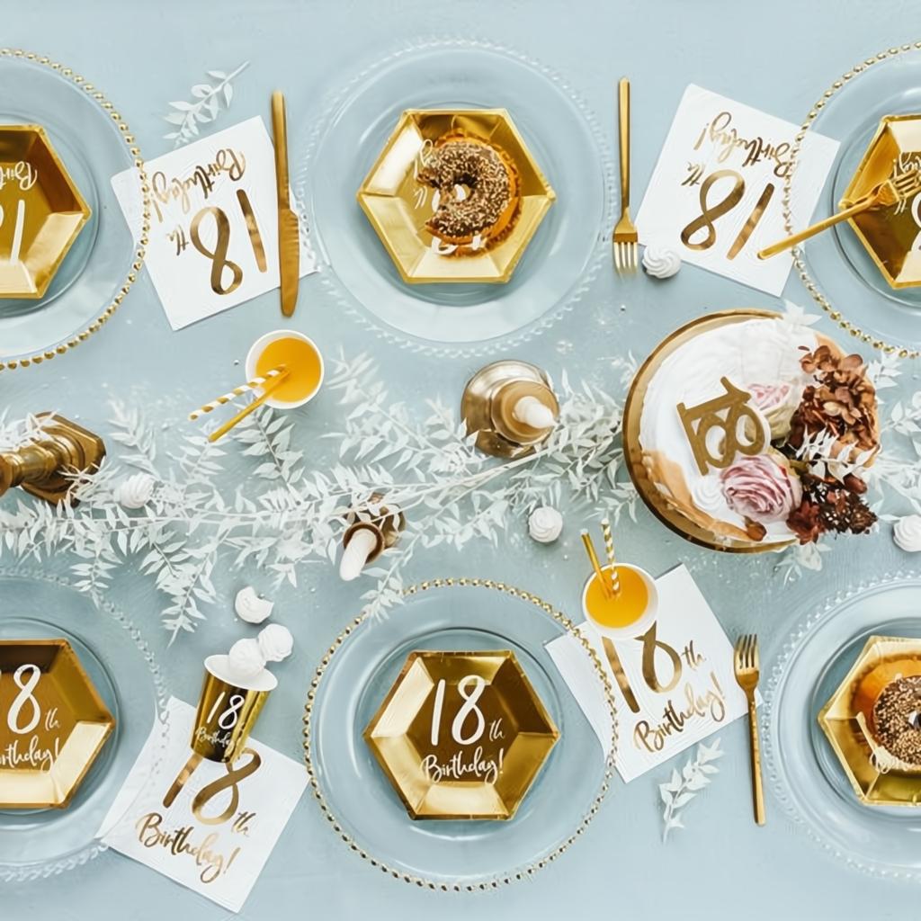 Geburtstagskerze Zahl 18, gold PartyDeco 4 fiestastore