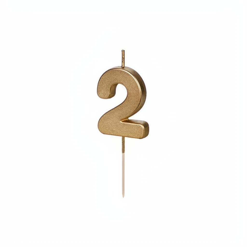 Geburtstagskerze Zahl 2, Gold PartyDeco 1 fiestastore