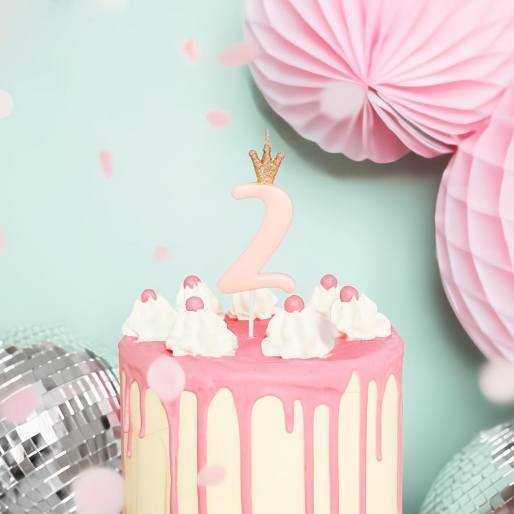 Geburtstagskerze Zahl 2, hellrosa PartyDeco 2 fiestastore