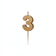 Geburtstagskerze Zahl 3, Gold PartyDeco 1 fiestastore