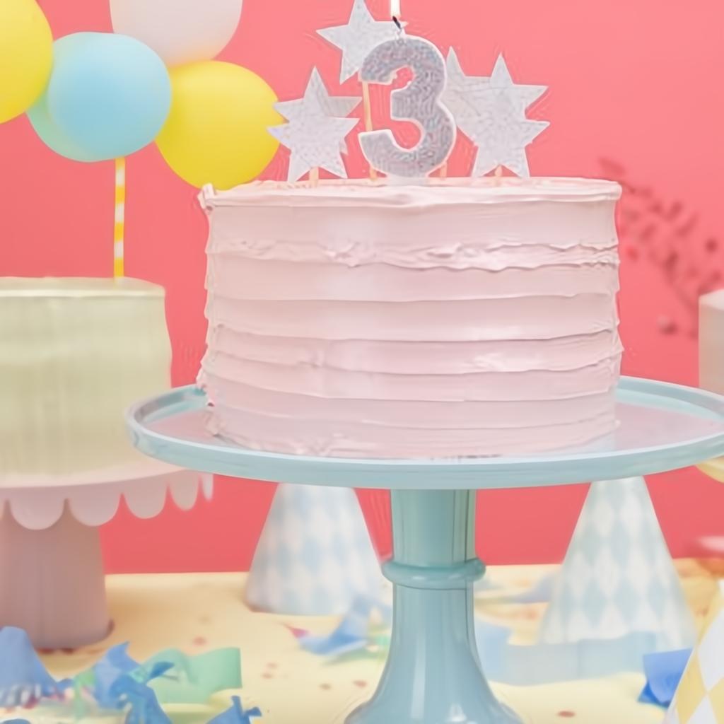 Geburtstagskerze Zahl 3, silber PartyDeco 4 fiestastore