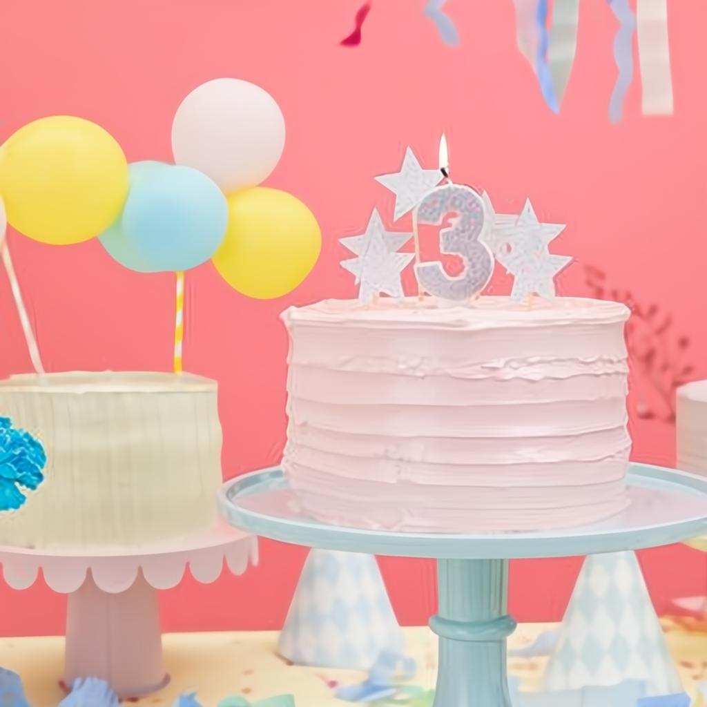 Geburtstagskerze Zahl 3, silber PartyDeco 5 fiestastore