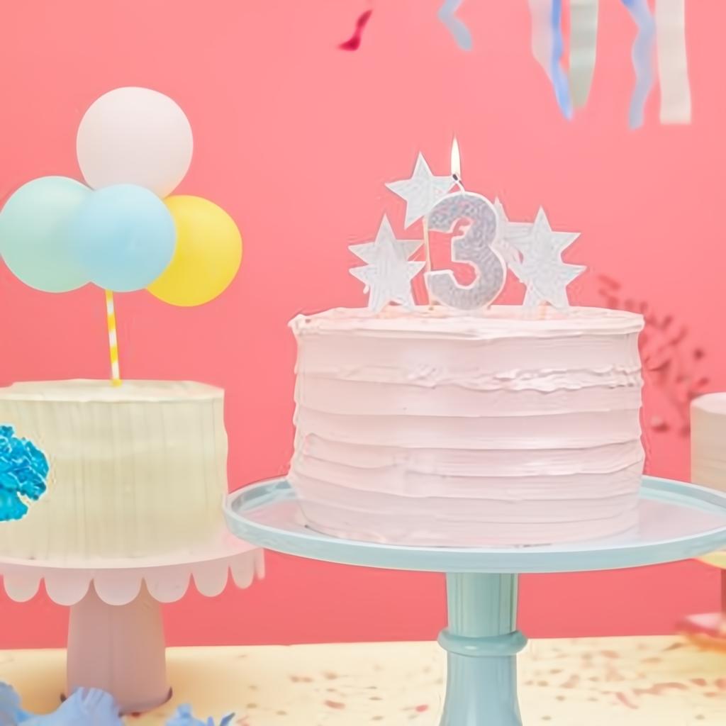 Geburtstagskerze Zahl 3, silber PartyDeco 6 fiestastore
