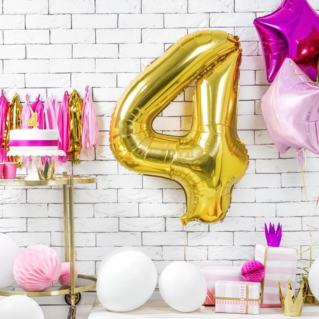 Geburtstagskerze Zahl 4, gold PartyDeco 2 fiestastore