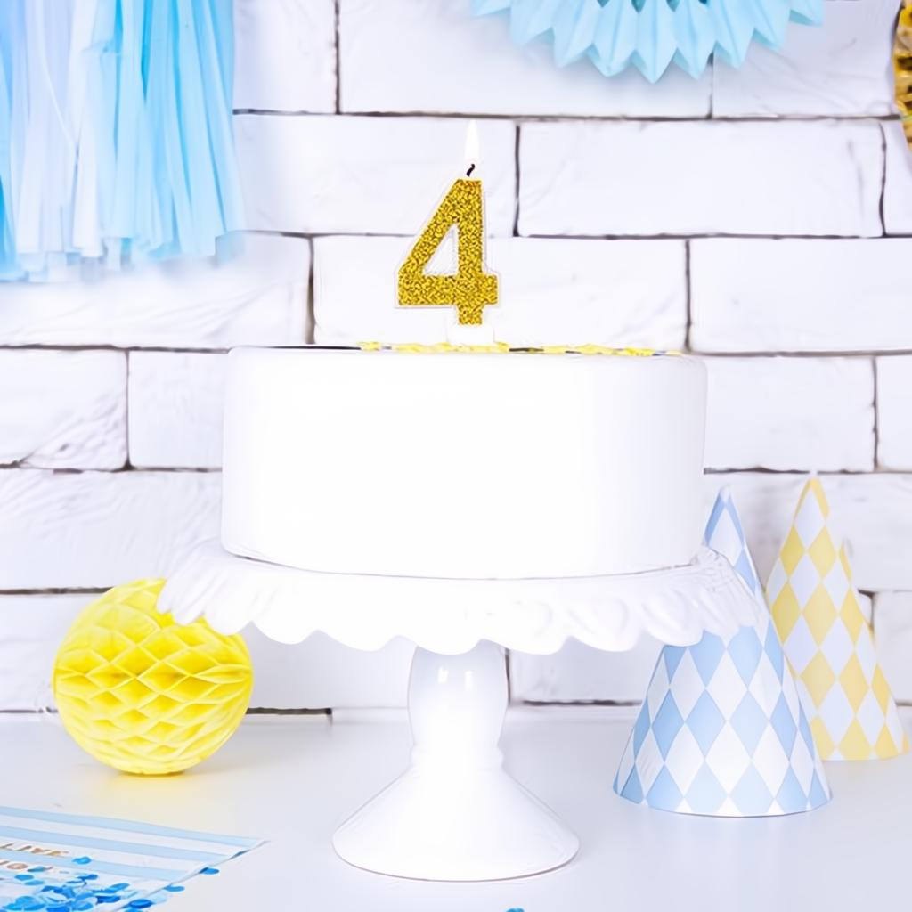 Geburtstagskerze Zahl 4, gold PartyDeco 4 fiestastore