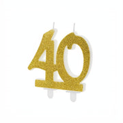 Geburtstagskerze Zahl 40, gold PartyDeco 1 fiestastore