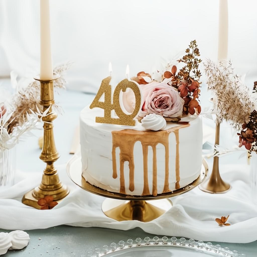 Geburtstagskerze Zahl 40, gold PartyDeco 2 fiestastore