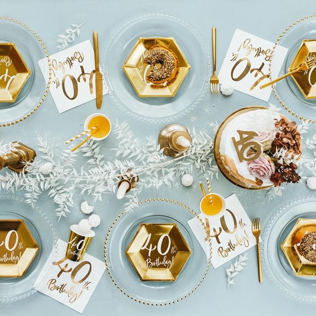 Geburtstagskerze Zahl 40, gold PartyDeco 4 fiestastore