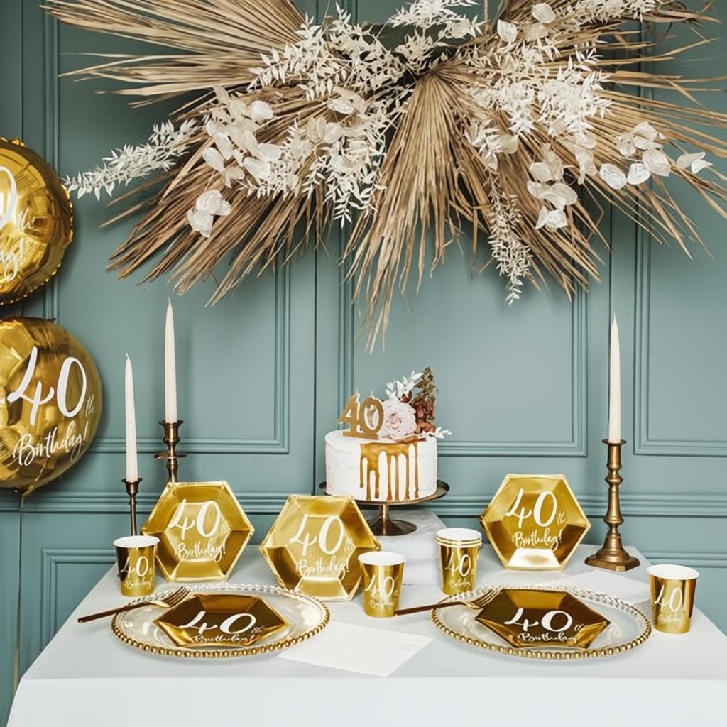 Geburtstagskerze Zahl 40, gold PartyDeco 5 fiestastore