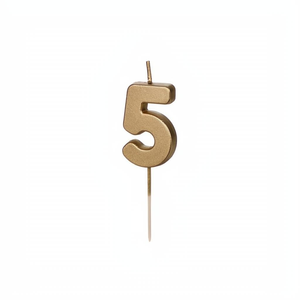 Geburtstagskerze Zahl 5, Gold PartyDeco 1 fiestastore