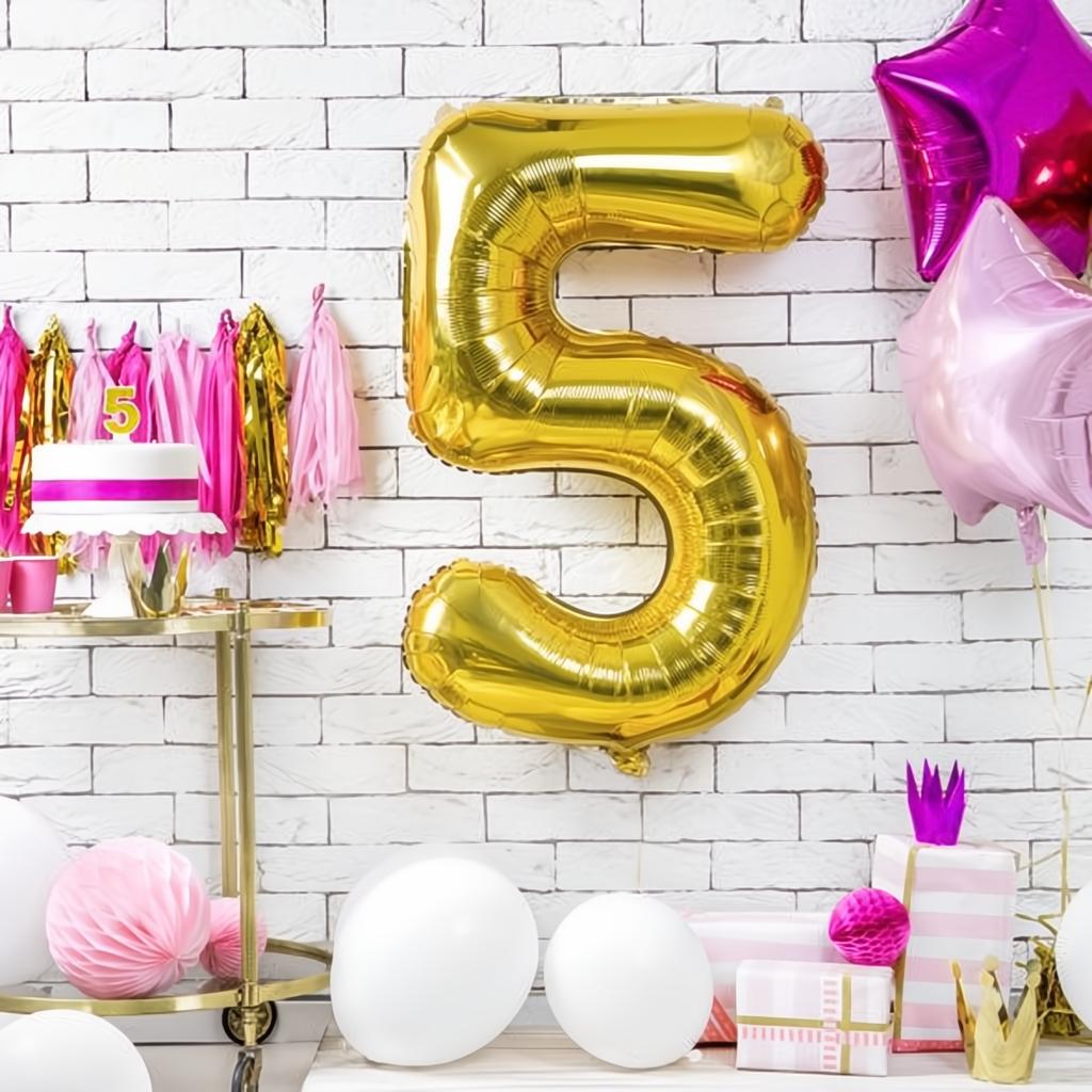 Geburtstagskerze Zahl 5, gold PartyDeco 2 fiestastore