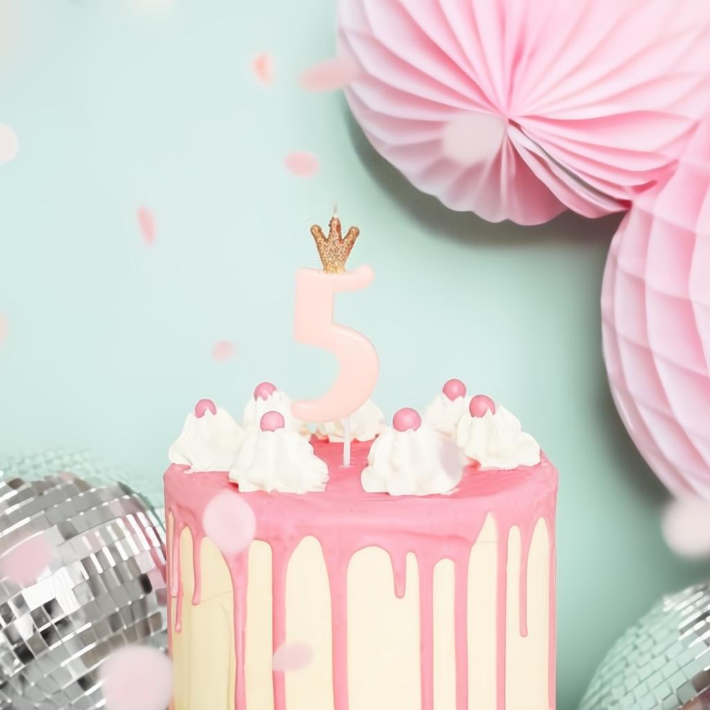 Geburtstagskerze Zahl 5, hellrosa PartyDeco 2 fiestastore