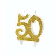 Geburtstagskerze Zahl 50, gold PartyDeco 1 fiestastore