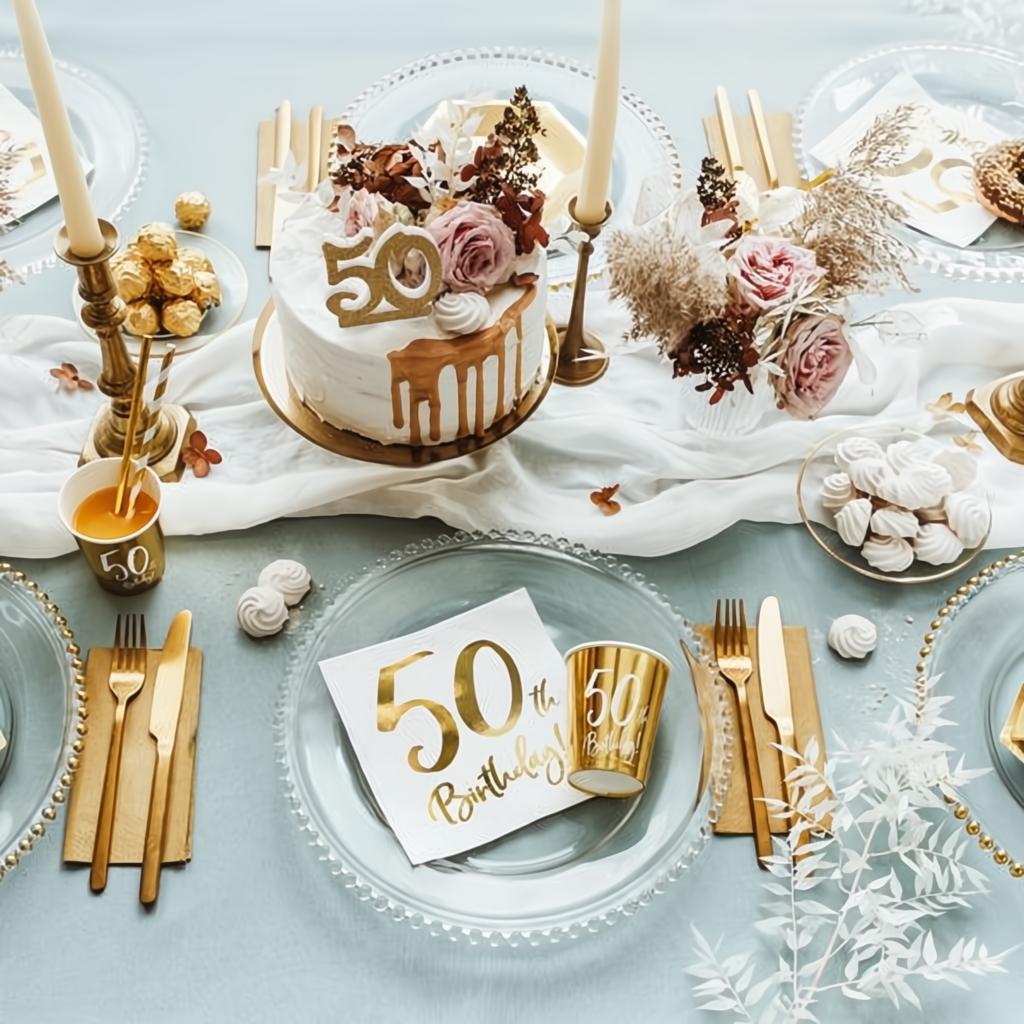 Geburtstagskerze Zahl 50, gold PartyDeco 3 fiestastore