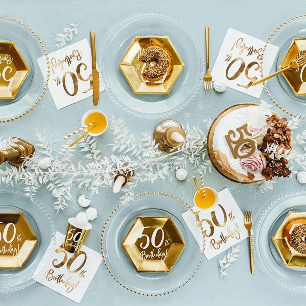 Geburtstagskerze Zahl 50, gold PartyDeco 4 fiestastore
