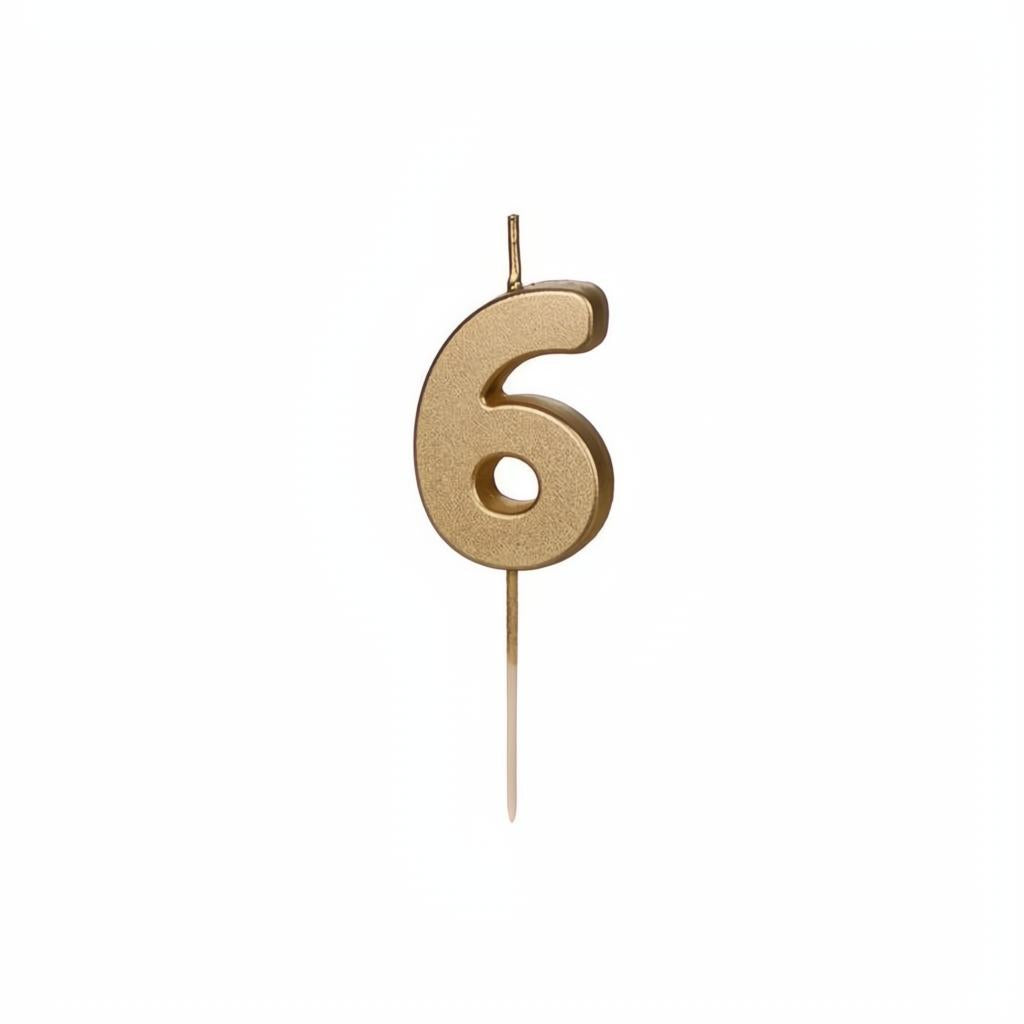 Geburtstagskerze Zahl 6, Gold PartyDeco 1 fiestastore
