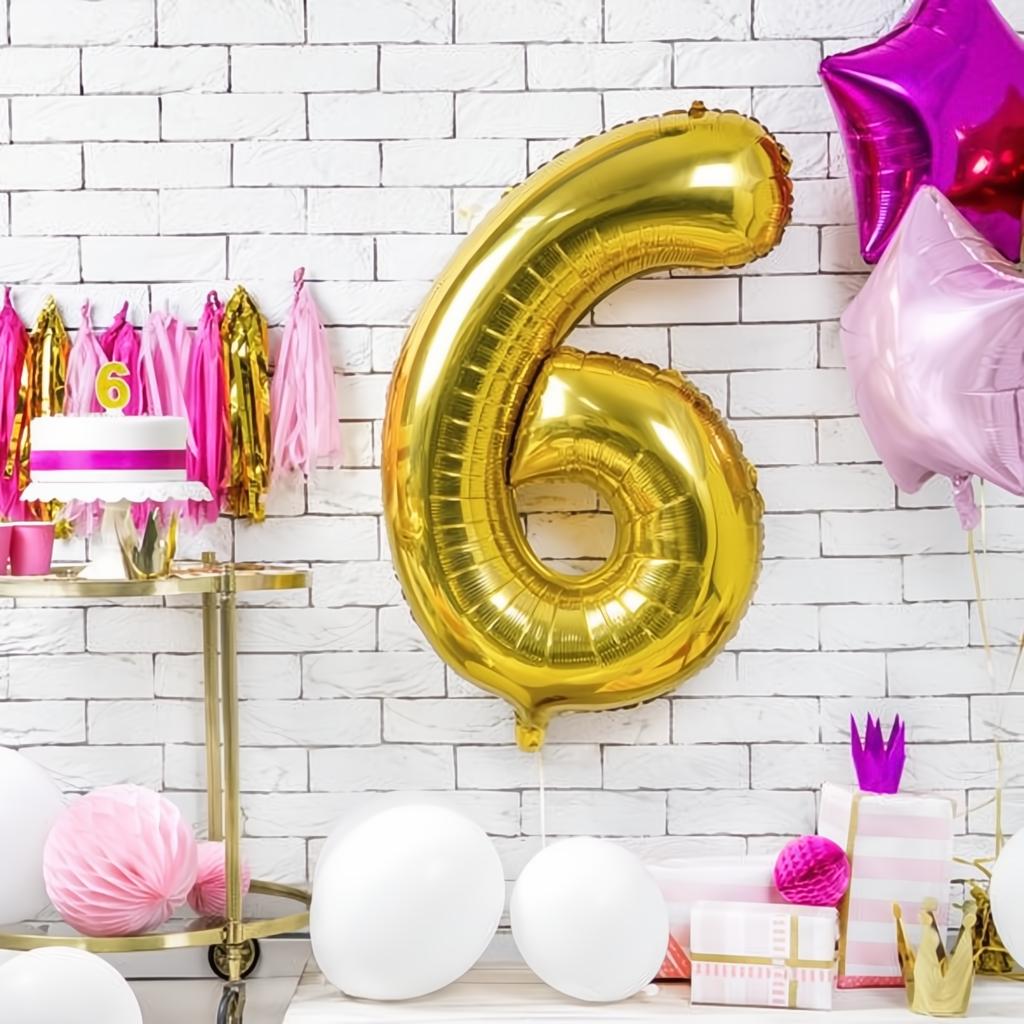 Geburtstagskerze Zahl 6, gold PartyDeco 2 fiestastore