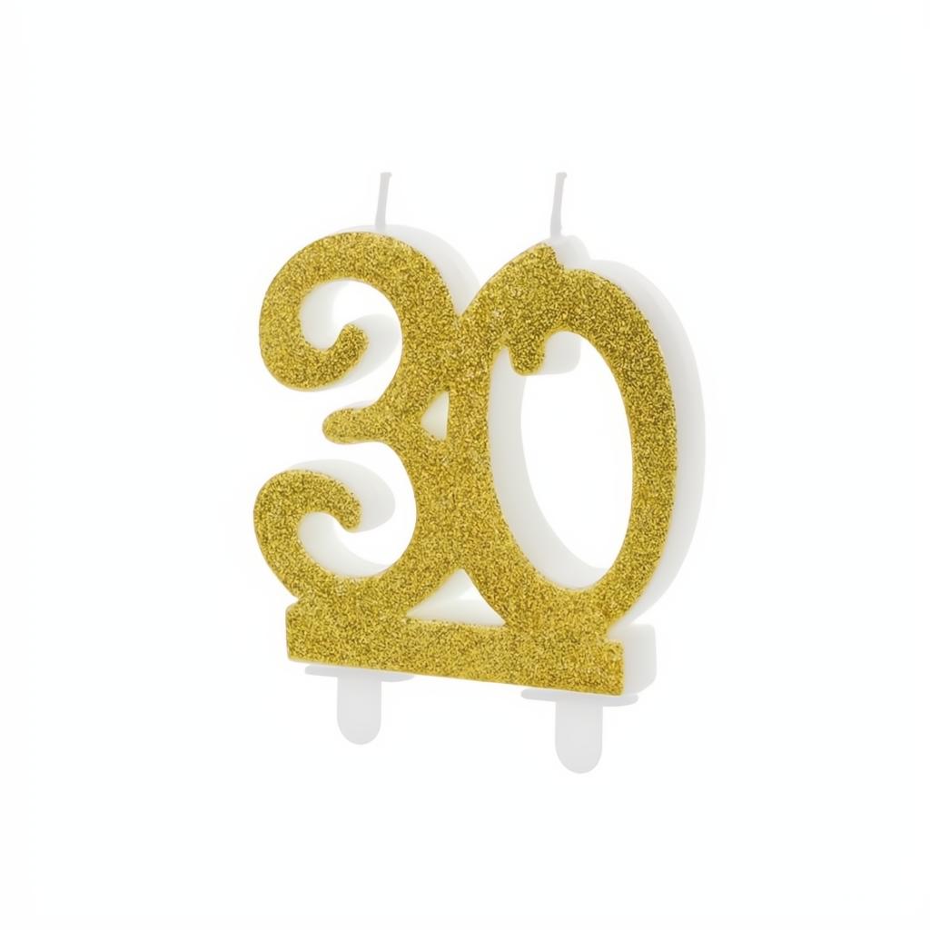 Geburtstagskerze Zahl 60, gold PartyDeco 1 fiestastore