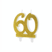 Geburtstagskerze Zahl 60, gold PartyDeco 1 fiestastore