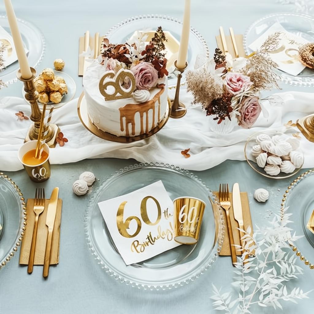Geburtstagskerze Zahl 60, gold PartyDeco 3 fiestastore