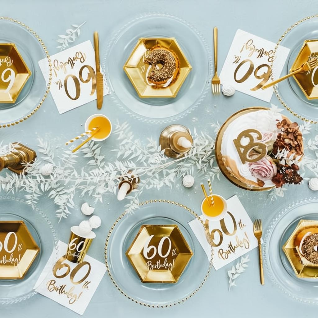 Geburtstagskerze Zahl 60, gold PartyDeco 4 fiestastore