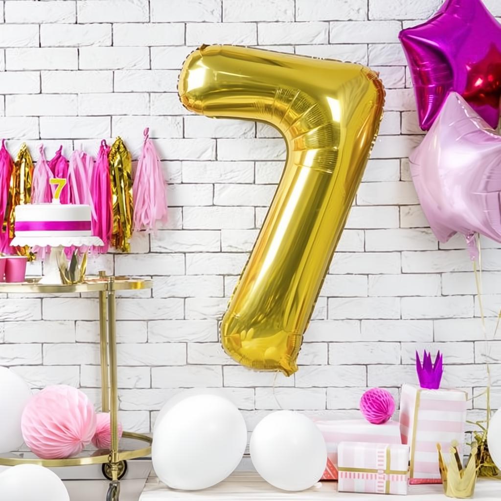 Geburtstagskerze Zahl 7, gold PartyDeco 2 fiestastore