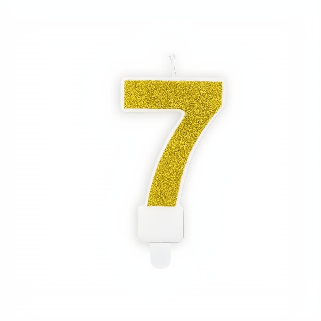Geburtstagskerze Zahl 7, gold PartyDeco 3 fiestastore