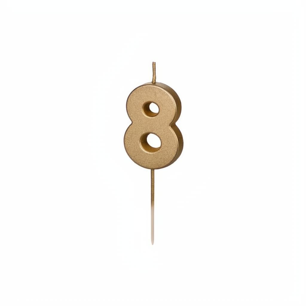 Geburtstagskerze Zahl 8, Gold PartyDeco 1 fiestastore
