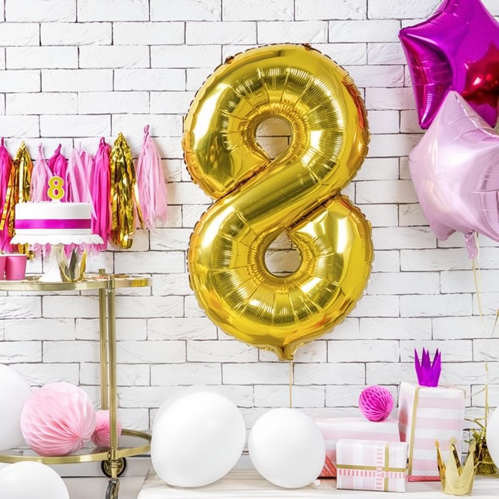 Geburtstagskerze Zahl 8, gold PartyDeco 2 fiestastore