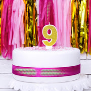 Geburtstagskerze Zahl 9, gold PartyDeco 1 fiestastore