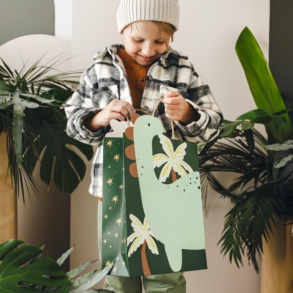 Geschenktüte Dinosaurier, 10x24x37 cm, Farbenmix Geschenktüten und -schachteln PartyDeco 2 fiestastore