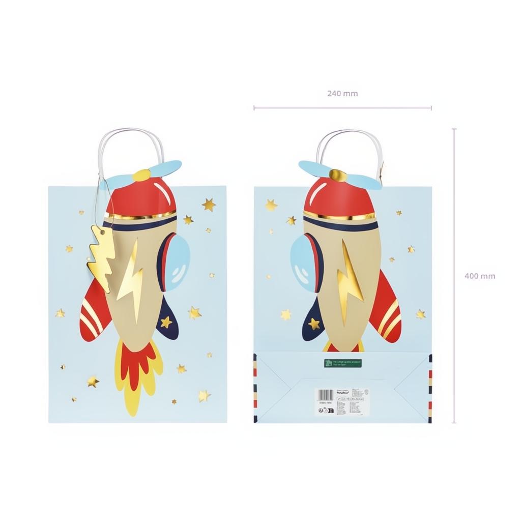Geschenktüte Flugzeug, 10x24x35,5 cm, Farbenmix Geschenktüten und -schachteln PartyDeco 6 fiestastore