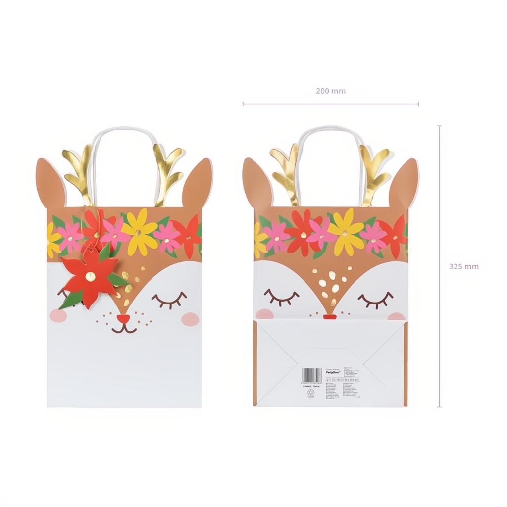 Geschenktüte Reh, 20.5x30x10.5cm Geschenktüten und -schachteln PartyDeco 5 fiestastore