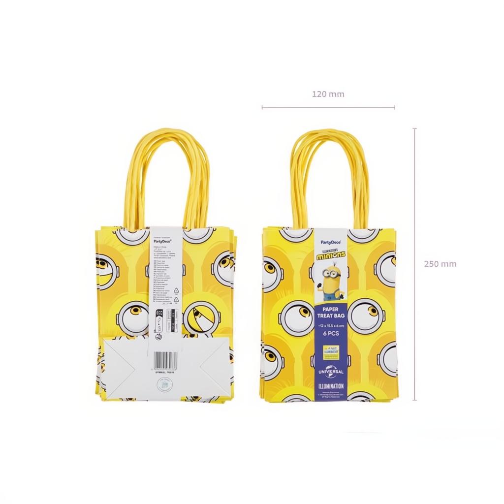 Geschenktüten aus Papier Minions, 12x15.5x6 cm, Gelb PartyDeco 6 fiestastore