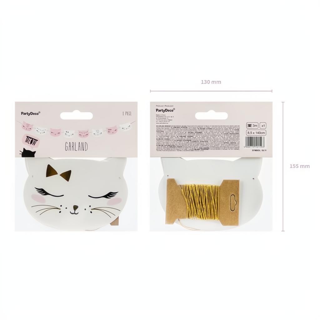 Girlande Katze, 1,4m Papiergirlanden PartyDeco 7 fiestastore