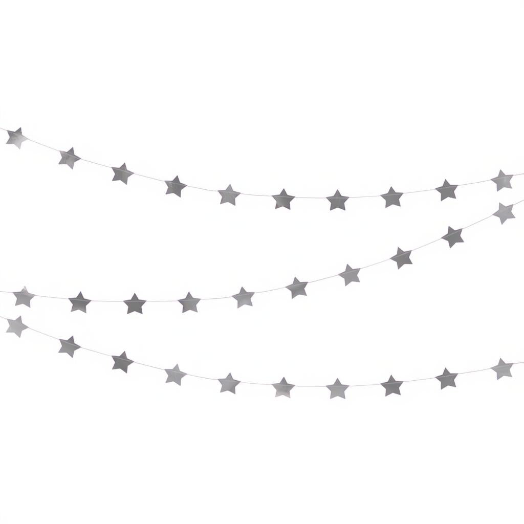 Girlande Sterne, silber, 3,6m Papiergirlanden PartyDeco 1 fiestastore