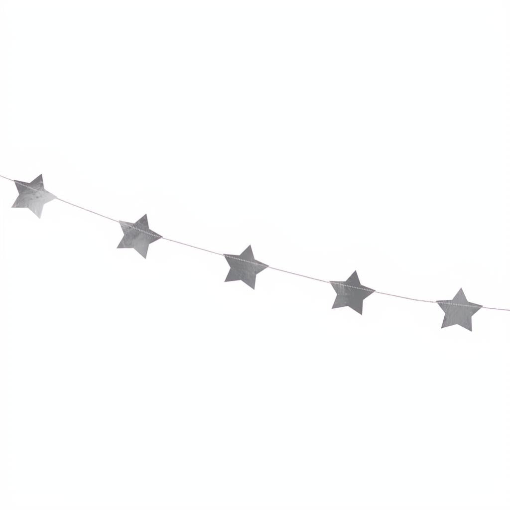 Girlande Sterne, silber, 3,6m Papiergirlanden PartyDeco 2 fiestastore