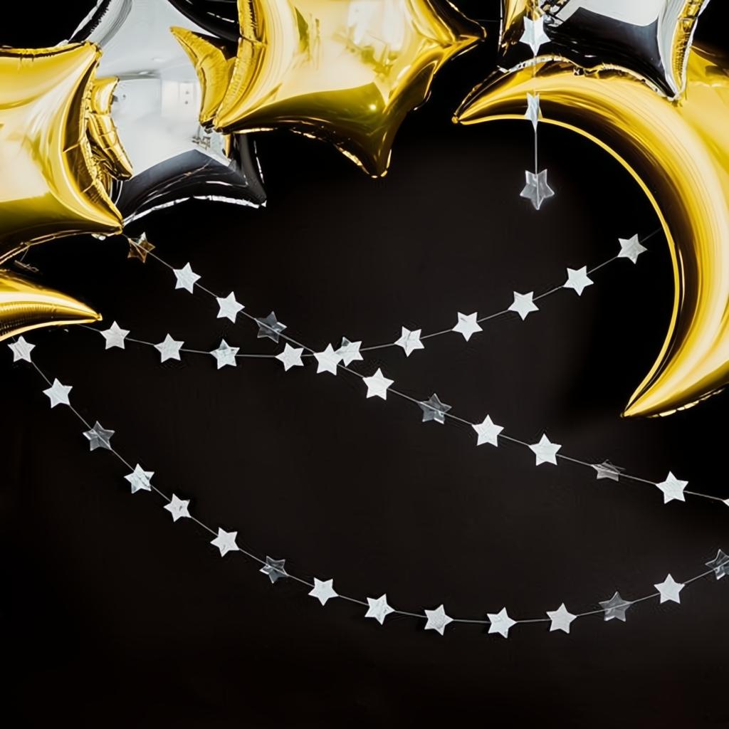 Girlande Sterne, silber, 3,6m Papiergirlanden PartyDeco 3 fiestastore