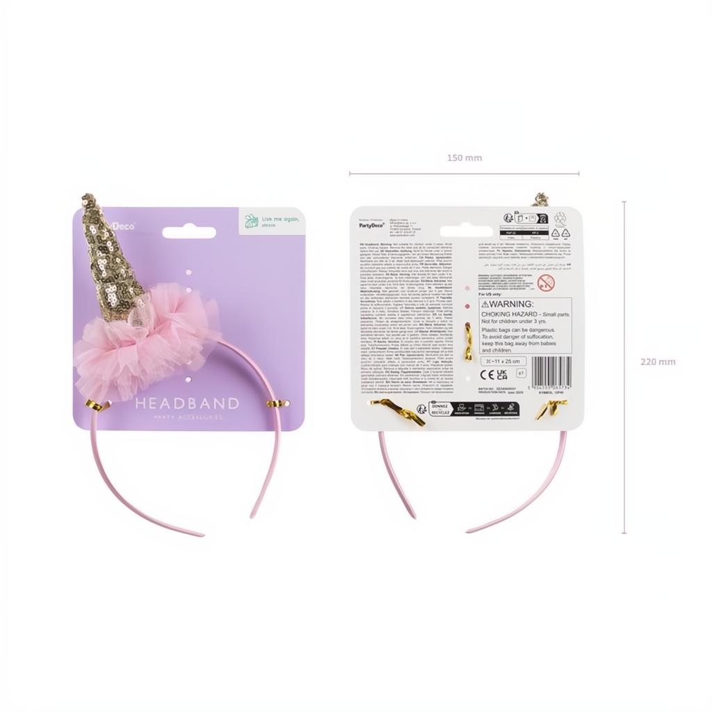 Haarband Einhorn mit Rüsche, 11 x 25 cm PartyDeco 4 fiestastore