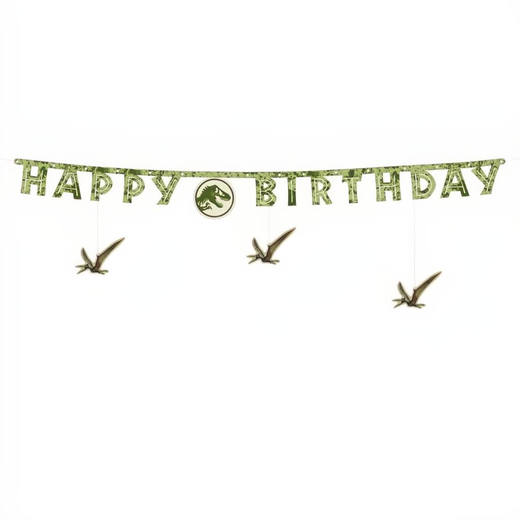 Happy Birthday Banner Jurassic World, 45x165 cm Banner PartyDeco 1 fiestastore