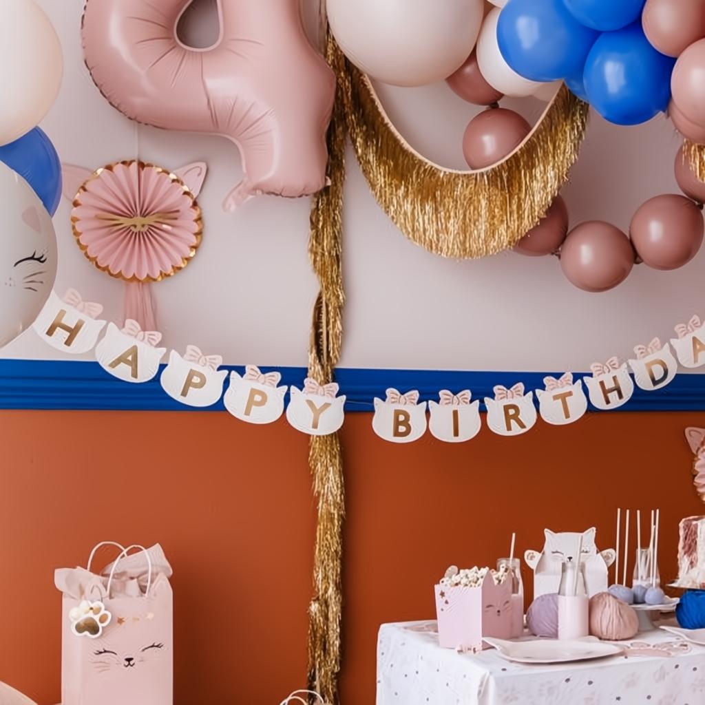 Happy Birthday Banner Kätzchen, 2,8 m Banner PartyDeco 4 fiestastore