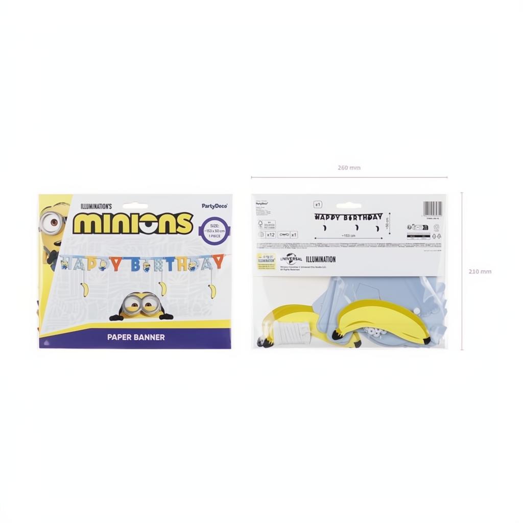 Happy Birthday Banner Minions, 50x153 cm PartyDeco 5 fiestastore