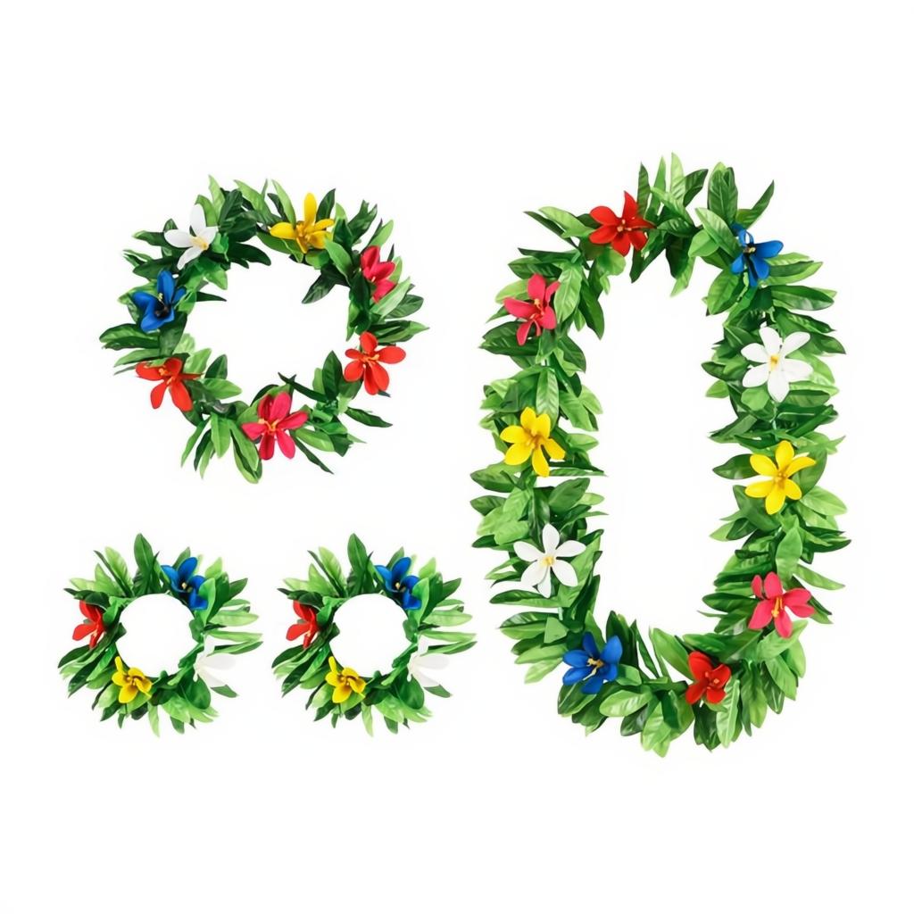 Hawaiianisches Set, grün, Erwachsene, Einheitsgrösse PartyDeco 1 fiestastore
