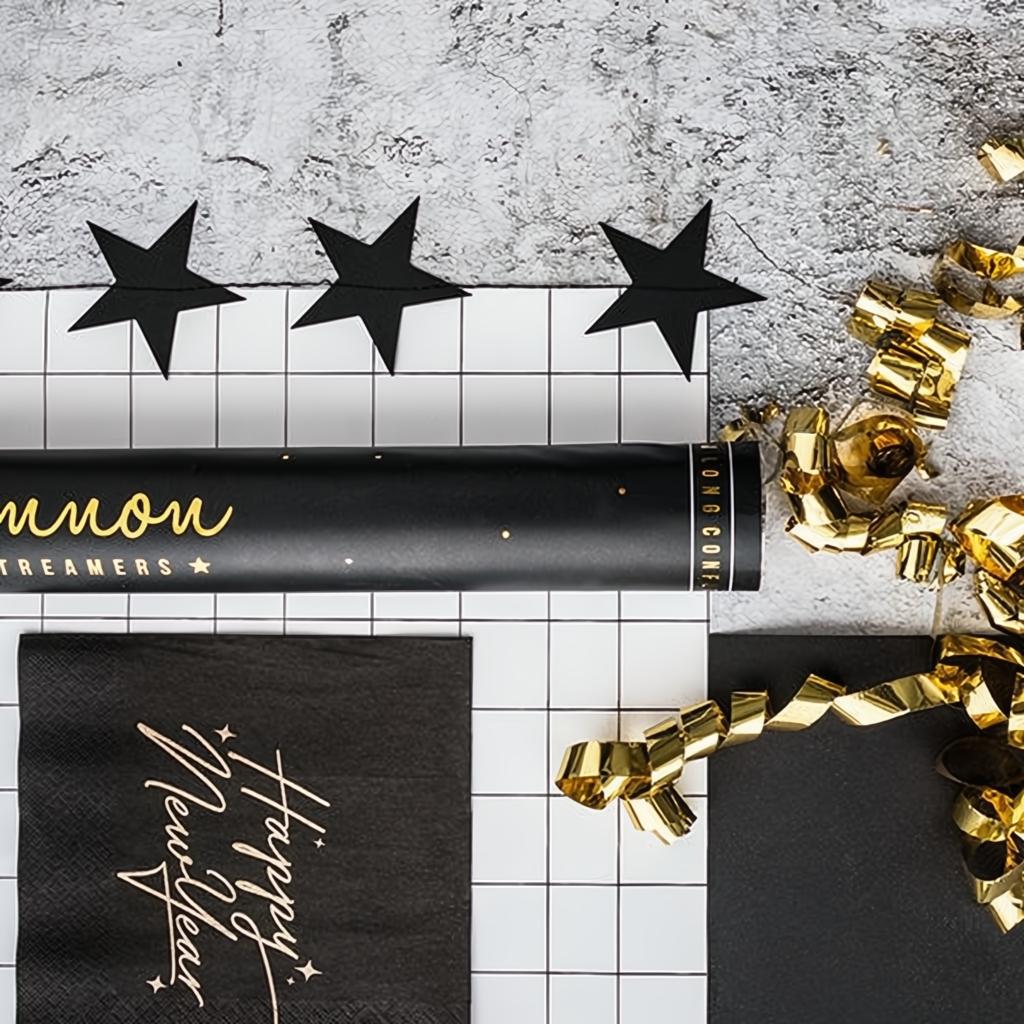 Konfettikanone mit Luftschlangen, gold, 60cm PartyDeco 4 fiestastore